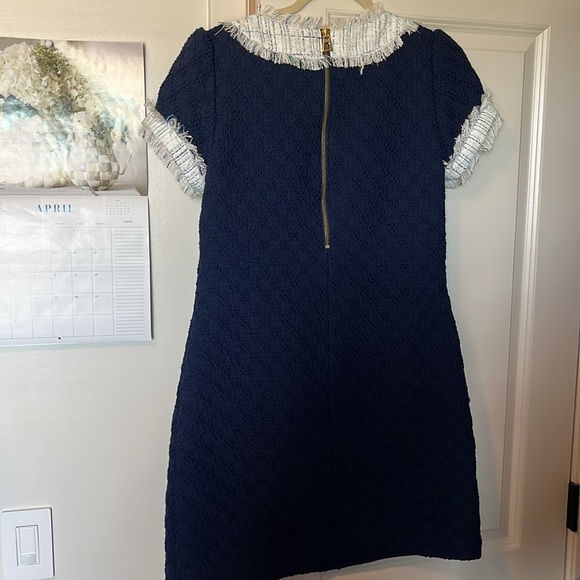 Sail to Sable Tweed Shift Dress Navy White Short Sleeve Size 4 - Picture 4 of 4